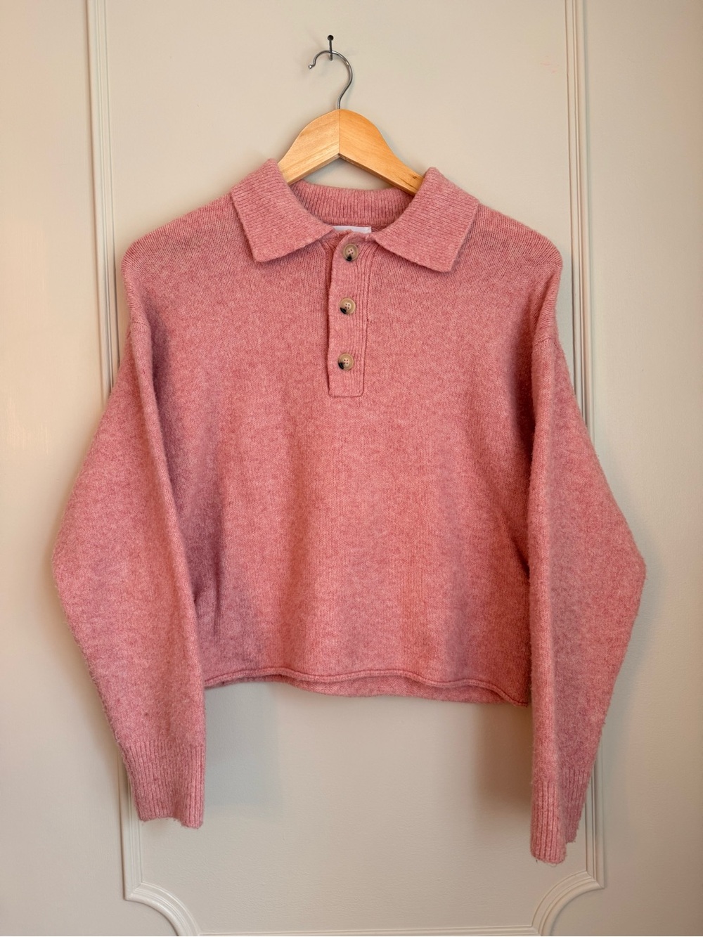 Kids Zara Dusty Rose Polo-Style Knit Sweater